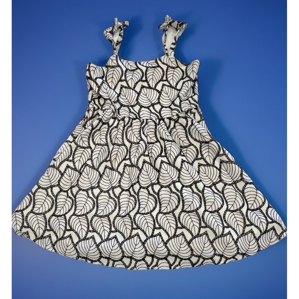 Janie and Jack Size 6 Dress Summer Black White Embroidered Girls Dress EUC CUTE